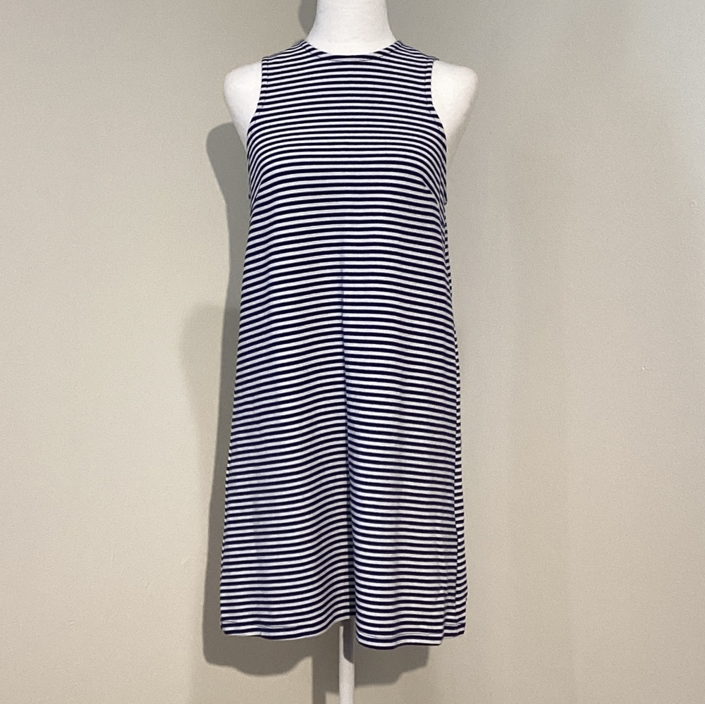Divided Women's Sleeveless Navy & White A Line Dress